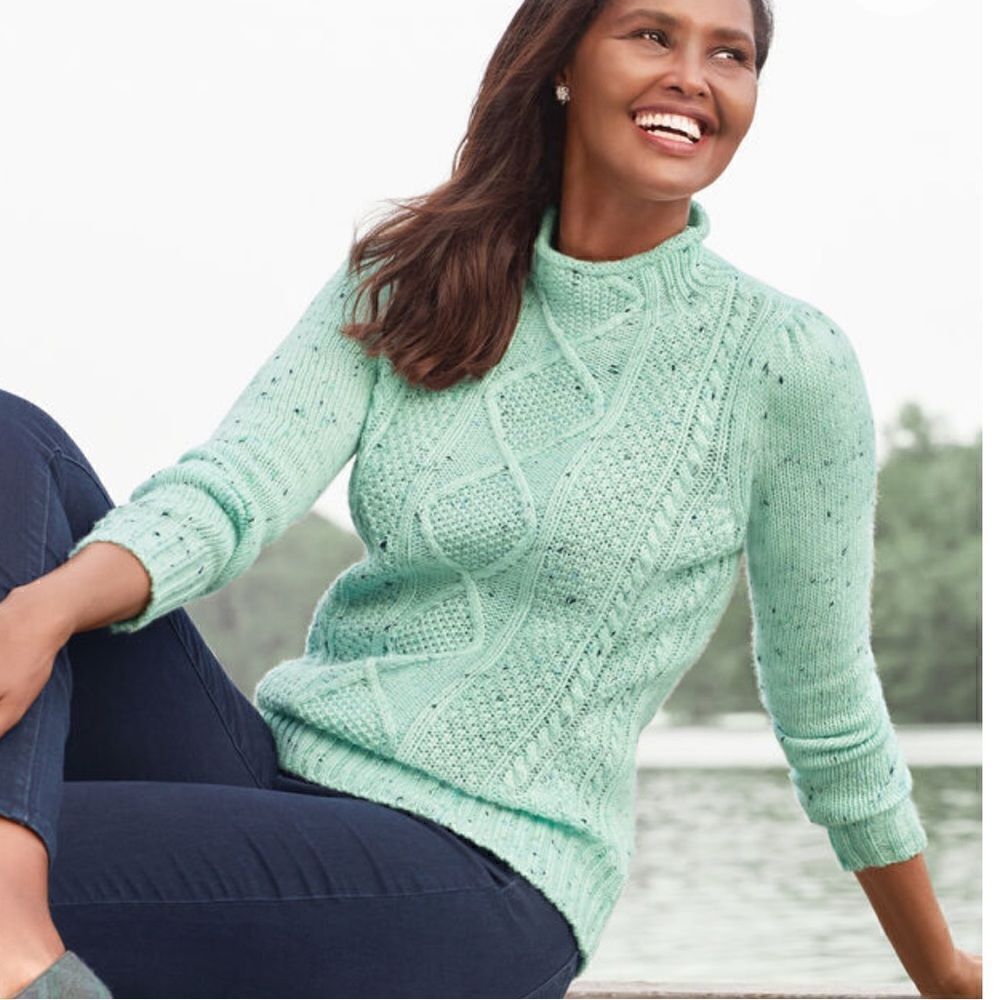 Talbots Cable Knit Tweed Sweater! - Picture 2 of 12